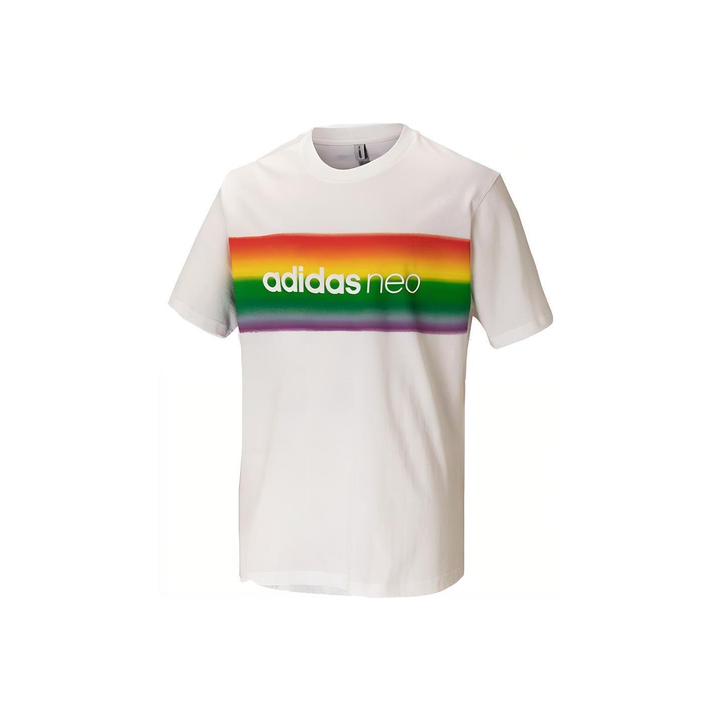 Adidas Neo Rainbow Logo Print Круглый вырез Спортивная футболка Унисекс Топы Белый H65030 M
