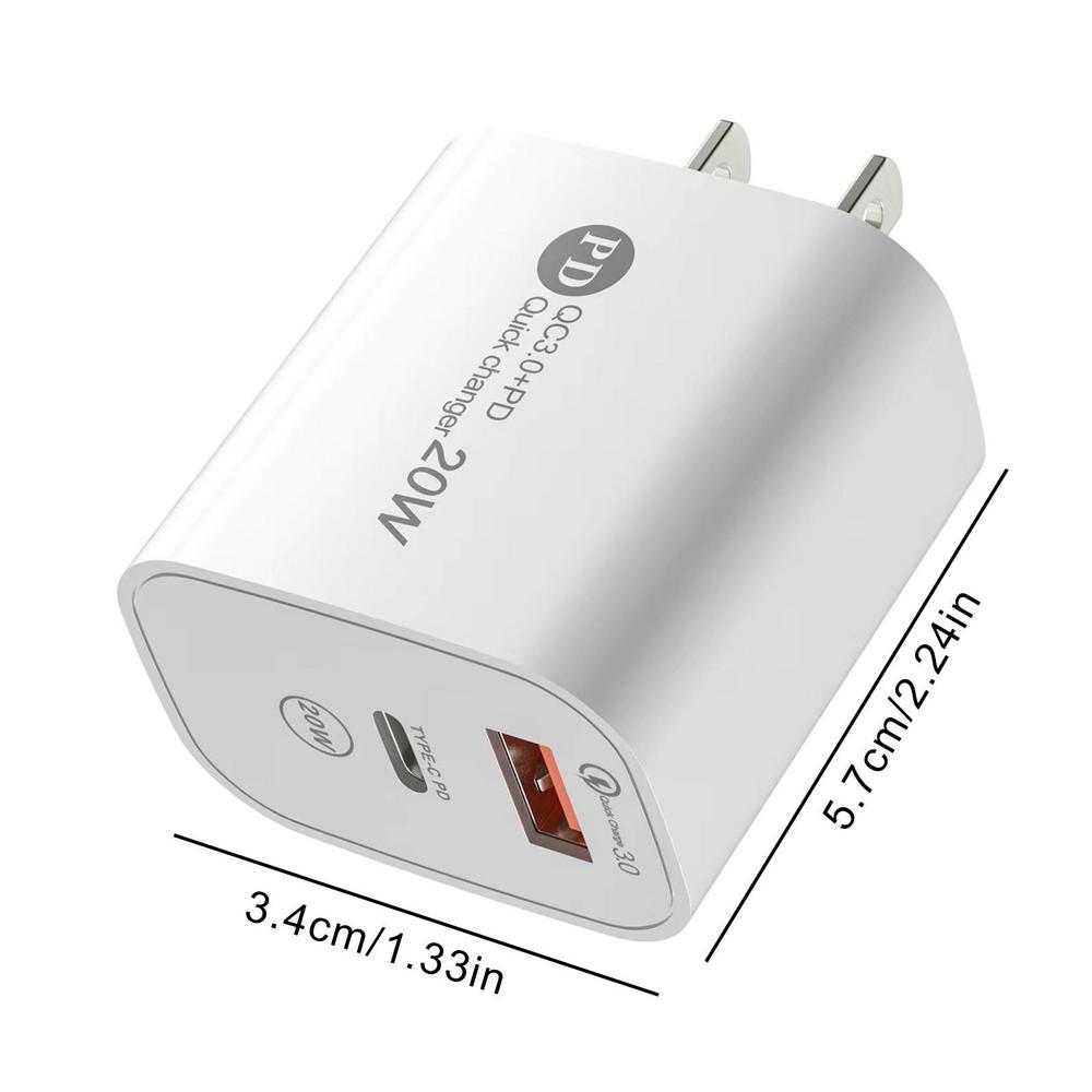 Wall Charger Plug PD20W Fast Charging Cube With USB A And Type C Ports Fast Charging USB Block For Speakers MP3 Players Mobile