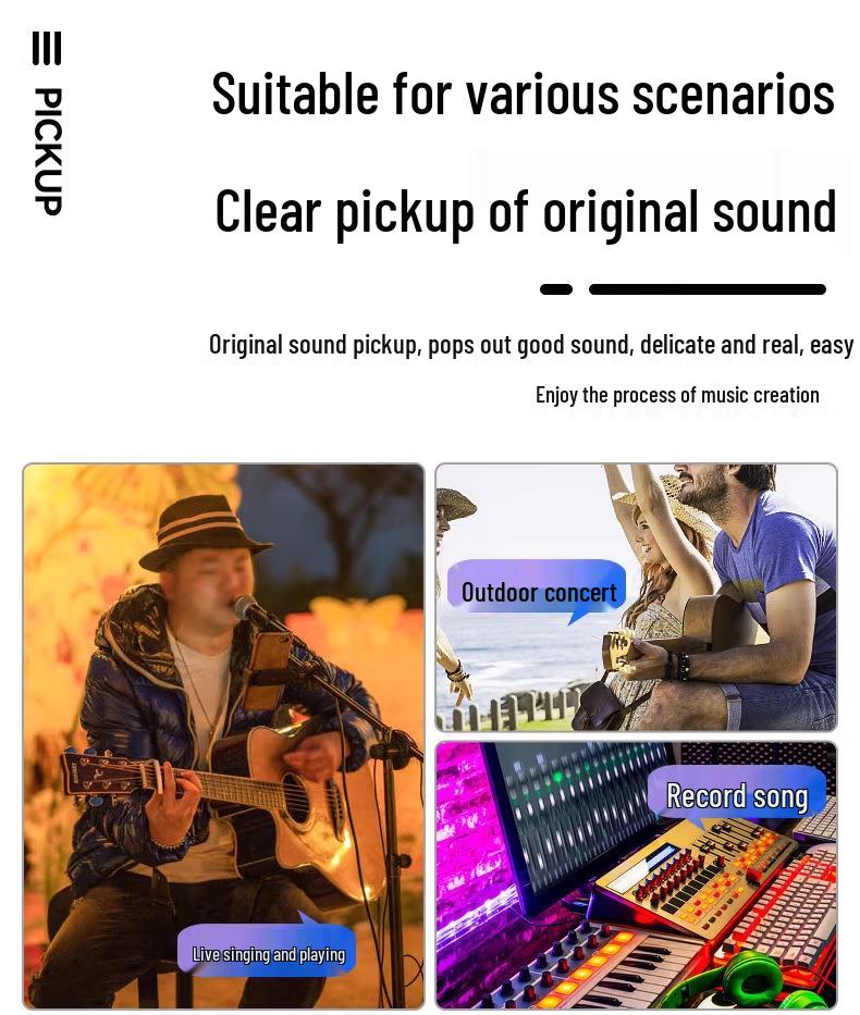 Magnetic Wooden Guitar Soundhole Pickup with 3m Cable, No-Drill Plug-In