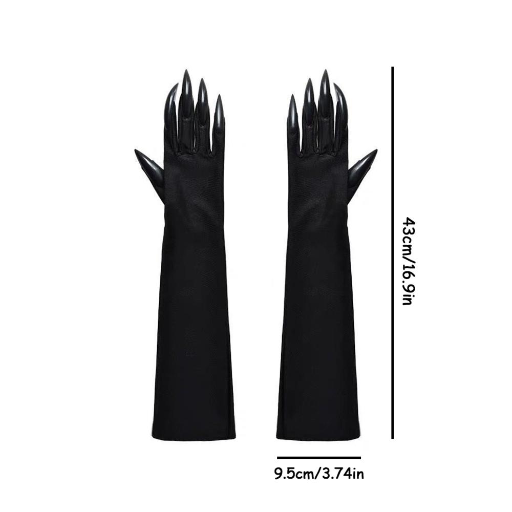 1 Pair Horror Black Devil's Ghost Claws Gloves Halloween Cosplay Costume Makeup Scary Claw Long Nail Gloves