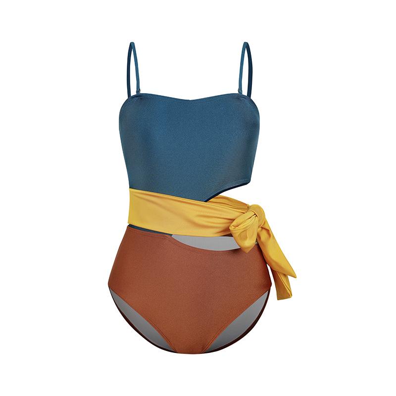 

Женский слитный купальник с цветными блоками 2025: Тонкие бретельки, Спортивный, Сексуальный низ-треугольник, Пляжная одежда. Large (L)