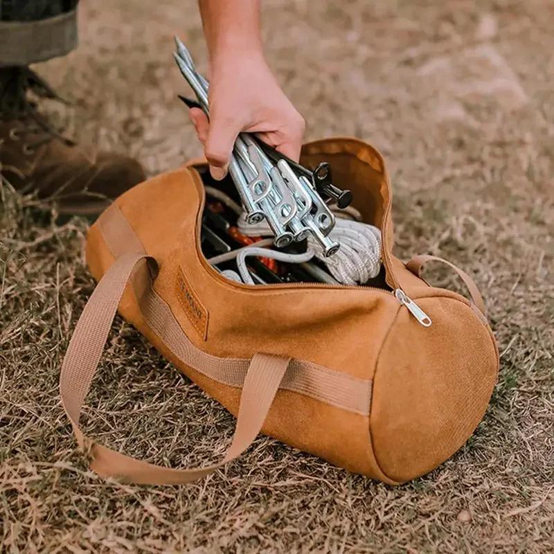 Tent Peg Nails Carry Bag Portable Canvas Ground Nail Tool Bag Washable Camping Utensils Organizer Anti-Tear Stake Storage Bags
