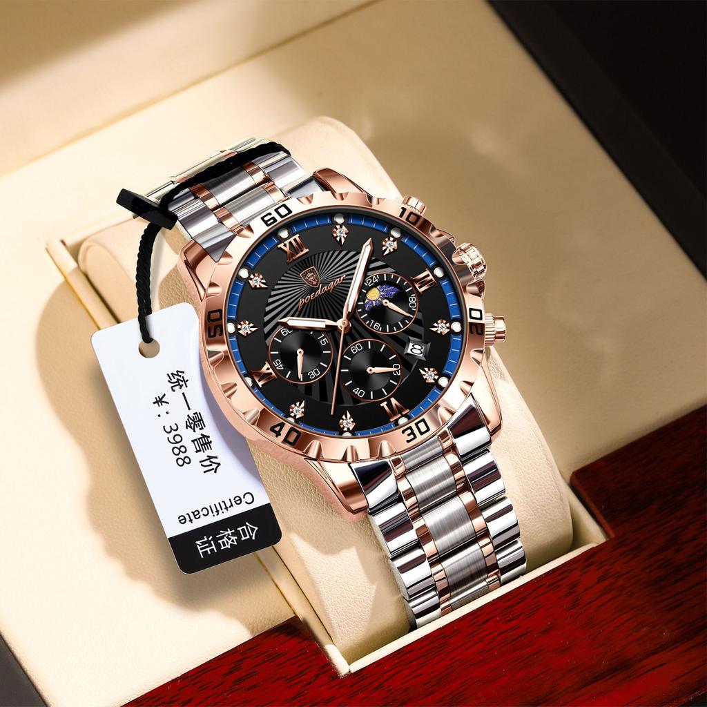 POEDAGAR National Top Swiss Brand Waterproof Men's Watch New Multifunctional Quartz Luminous Watch