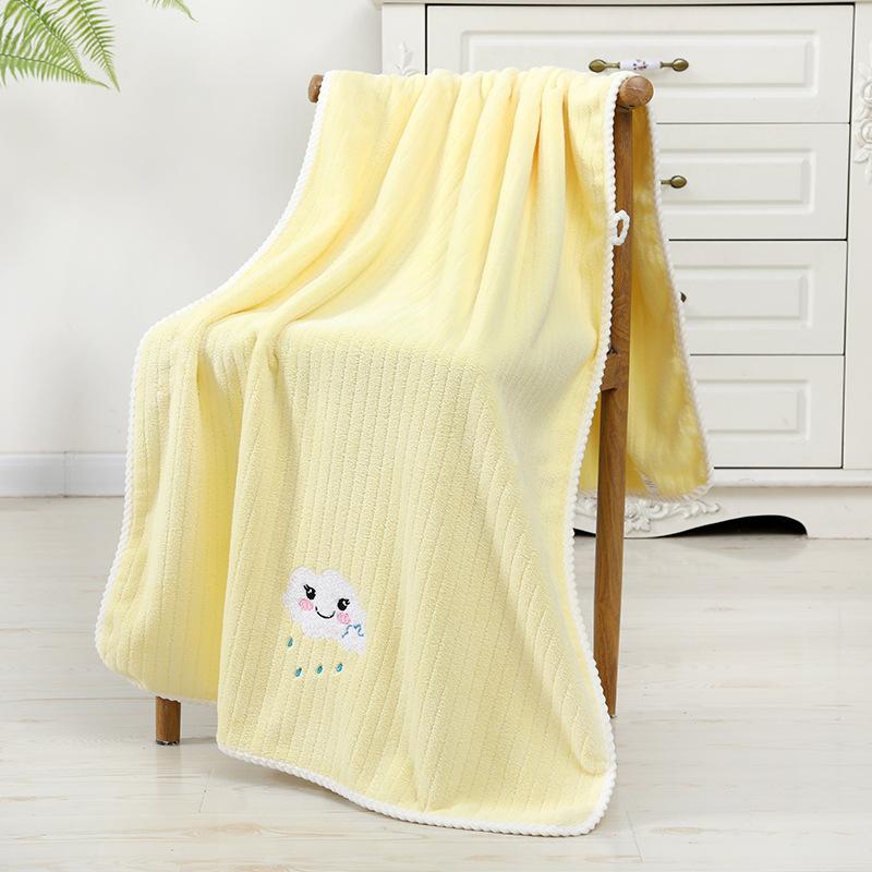 Towel New coral fleece striped cloud bath towel Cartoon soft absorbent large bath towel Children's adult bath towel
