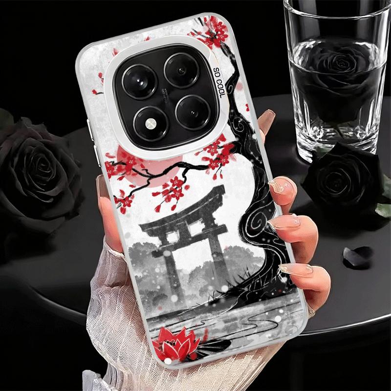 Japanese Minimalist Pine Tree Soft Phone Case for Xiaomi Redmi Note 13 14 15 Pro Plus 12S 12 11S 11 11T 10S 10 Shockproof Cover