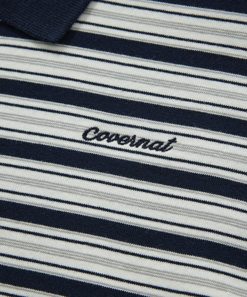 COVERNAT WOMAN Striped Collar Long Sleeve Navy
