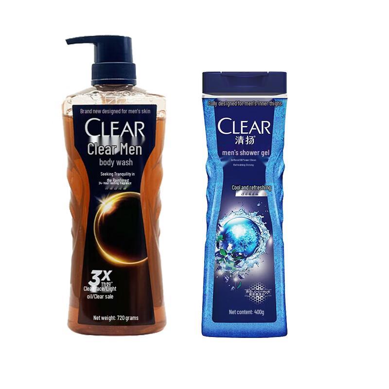 CLEAR Men's Shower Gel Bundle - Rainforest Cologne & Cool Refresh