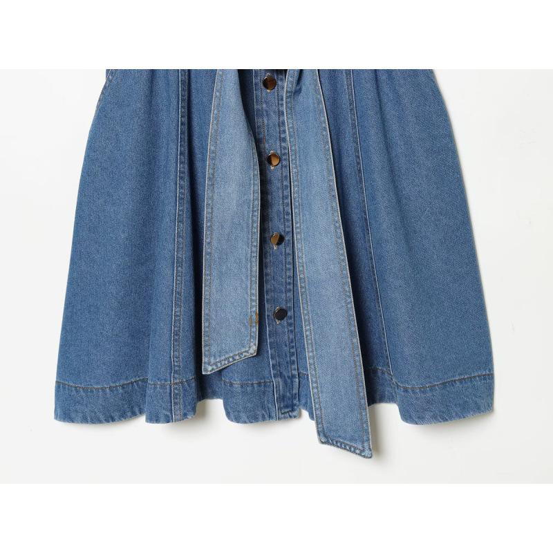 Handmade European & American Style Denim Shirt Dress - Women's 