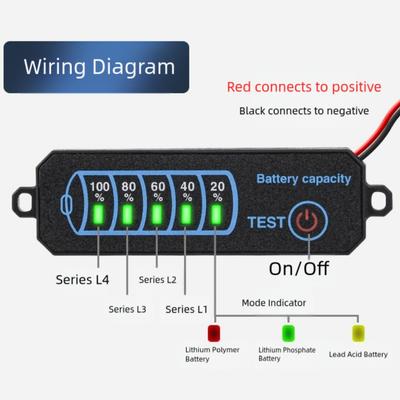 Battery Level Display Tester Mini Indicator Board DC5 30V with LED for Lithium Iron and Lithium Acid Batteries