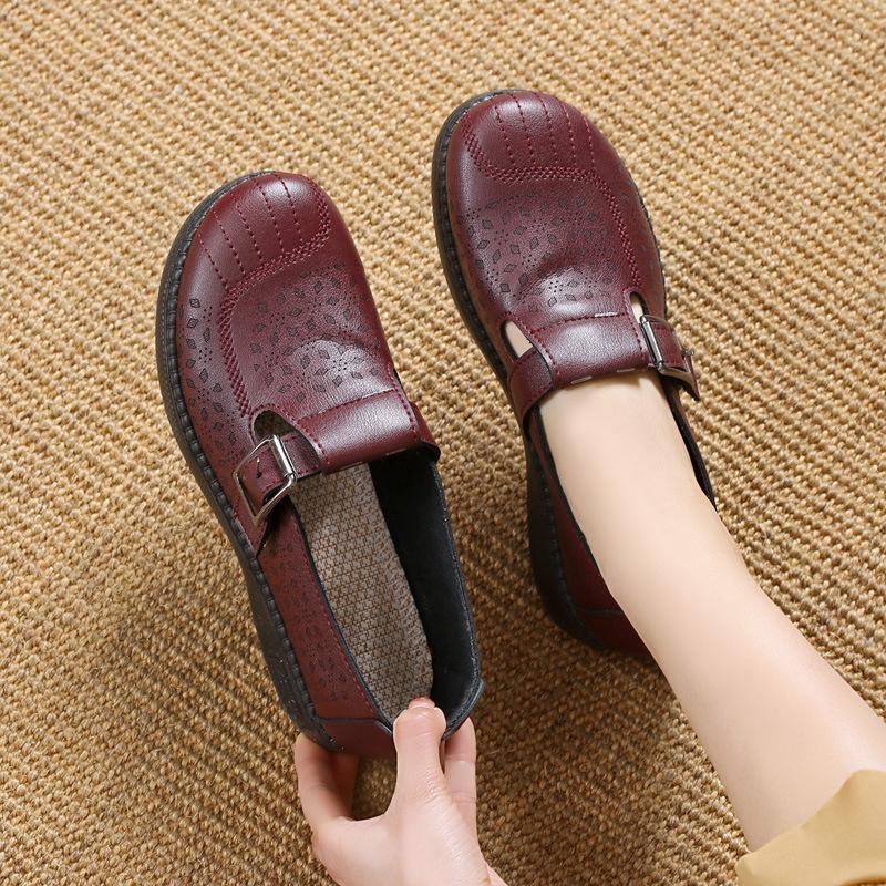 

New Mom Shoes A Shallow Opening Shoe Bag and A Pair of Round-toed Soft-soled Women s Single Shoes 36 червоний