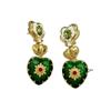Brilliant Court Style Vintage Necklace Flower Shiny Heart Cameo Bracelet Eardrop Alloy Retro Emboss Earrings Party