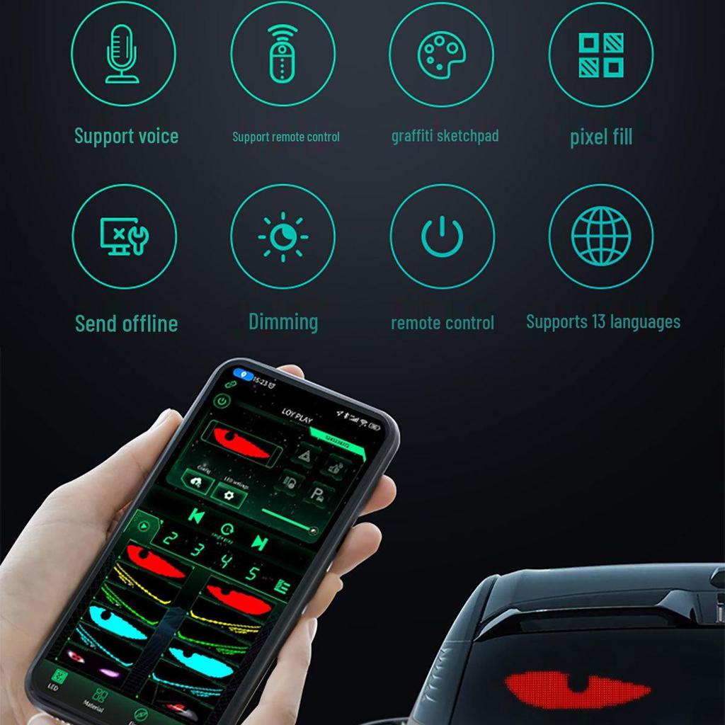 LED Car Soft Screen Light - USB Flexible Bluetooth Display with Full Color and Devil's Eye for Windows