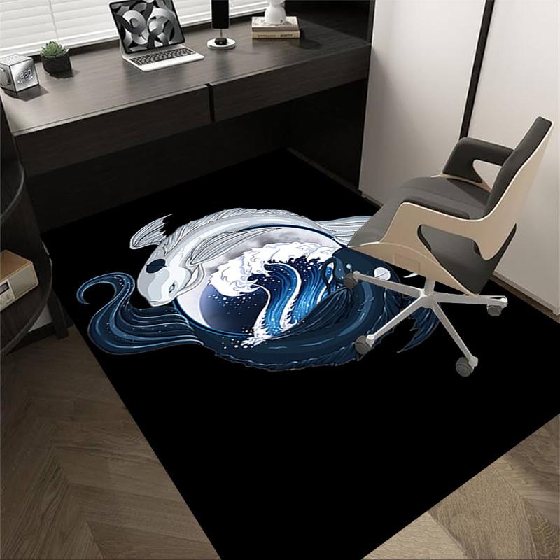 

1PC fish wave Carpet Office Rug Mat Home Decor Area Carpet Festival Gift Office desk chair carpet Longlasting Material 60cm by 90cm