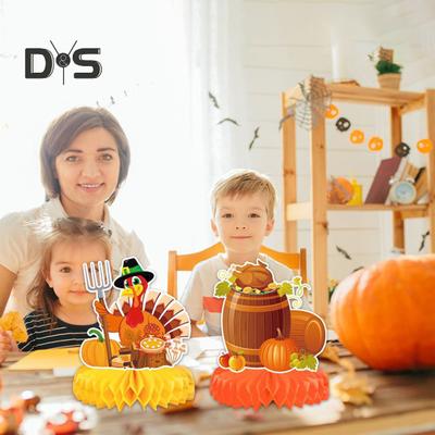 9-teiliges Herbst-Kürbis-Waben-Mittelstück, Erntedank-Kürbis, Truthahn, Ente, Obst, Tischdekoration, Herbsternte-Dekorationen