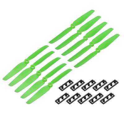 Uxcell 10-Piece Set of 6x3" 2-Blade RC Propellers, Green, with Washers, for RC Aircraft and Quadcopter Main Rotors