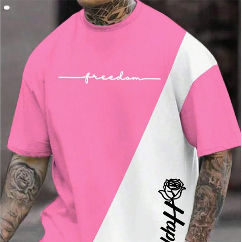 

Новая летняя мужская модная футболка с косой цветовой блокировкой, мужская футболка с принтом, топ 8XL белый