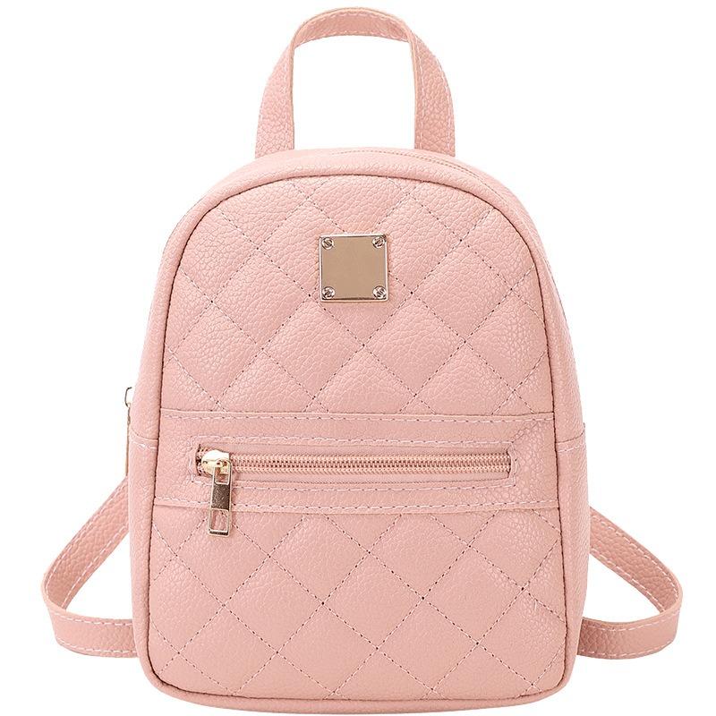 Diamond Lattice Embroidered Small Backpack Korean Small Schoolbag Women's Backpack