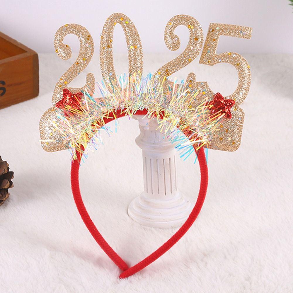 Wear-resistant Sequin 2025 New Year Headbands Non-slip Happy New Year Headdress  Party Favors