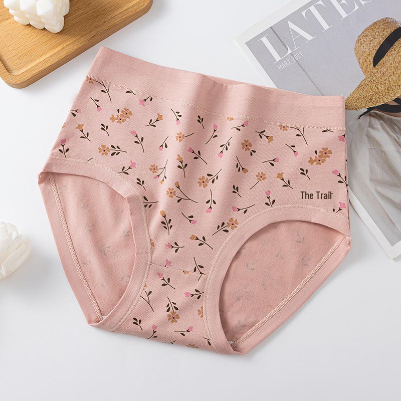 Braguitas de algodón de cintura alta para mujer: antibacterianas, de corte holgado, pantalones cortos de talla grande para mamás de mediana edad y mayores.
