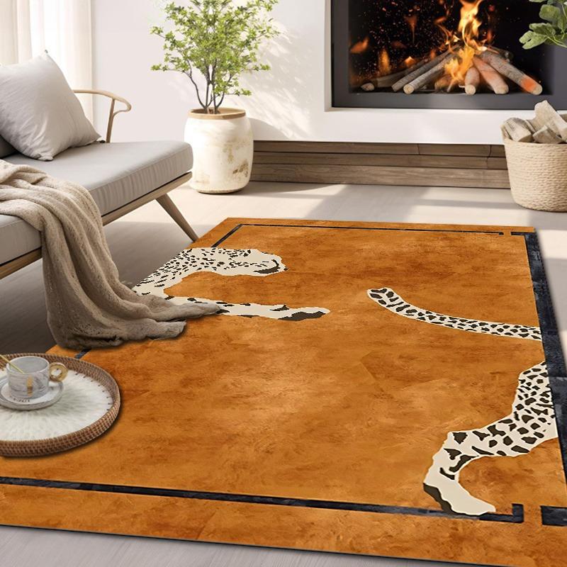 Leopard Print Area Rug, Machine Washable Polyester, Versatile Indoor/Outdoor Rug for Living Room, Bedroom, Balcony, Home Decor 40x60cm