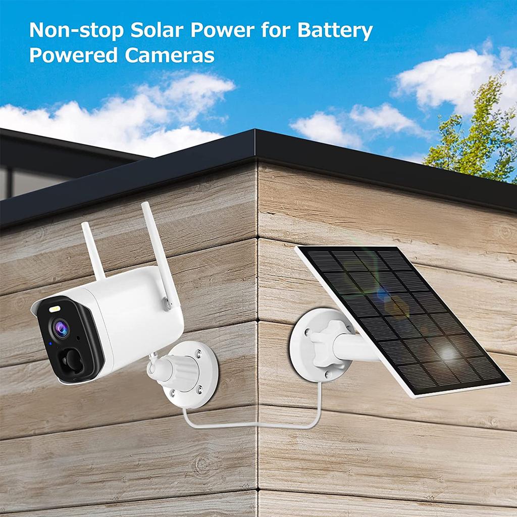 5W Solar Panel for Security Camera Solar Panel Charger IP65 Waterproof Solar Charger with 360°Adjustable Mounting 9.1ft Micro US