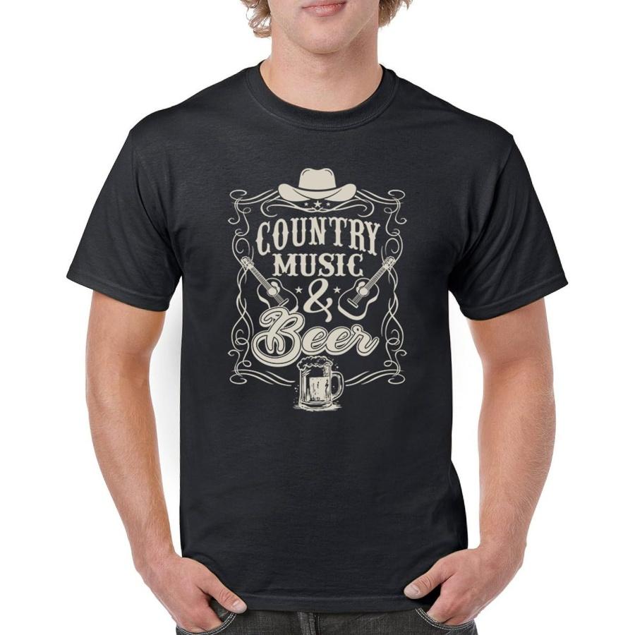 Camiseta Masculina Country Music and Beer Guitarra Ocidental Caneca de Cerveja Espumante Amante Humor Cervejaria Artesanal Oktoberfest Lager Camiseta Masculina