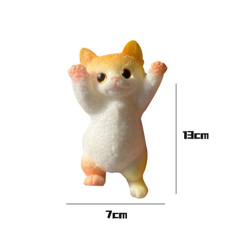 Cute Raise Hand Little Kitten Model Stress Relieving Toys Slow Rebound Toy Children Decompression Toys Animal Ornaments