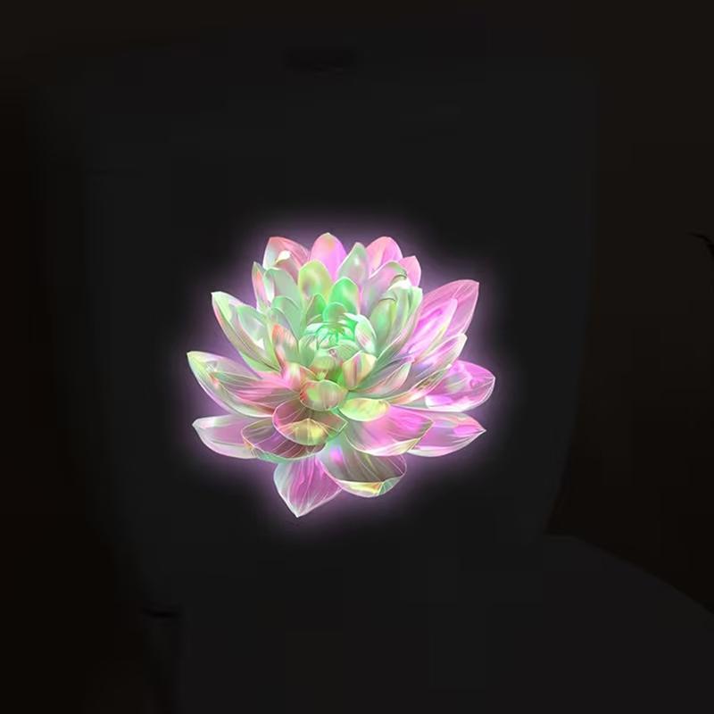 Adesivo Luminoso Colorato Fiore di Loto per WC Decalcomanie Luminescenti al Buio Autoadesive Rimovibili in PVC Decorazione Parete Camera da Letto Bagno