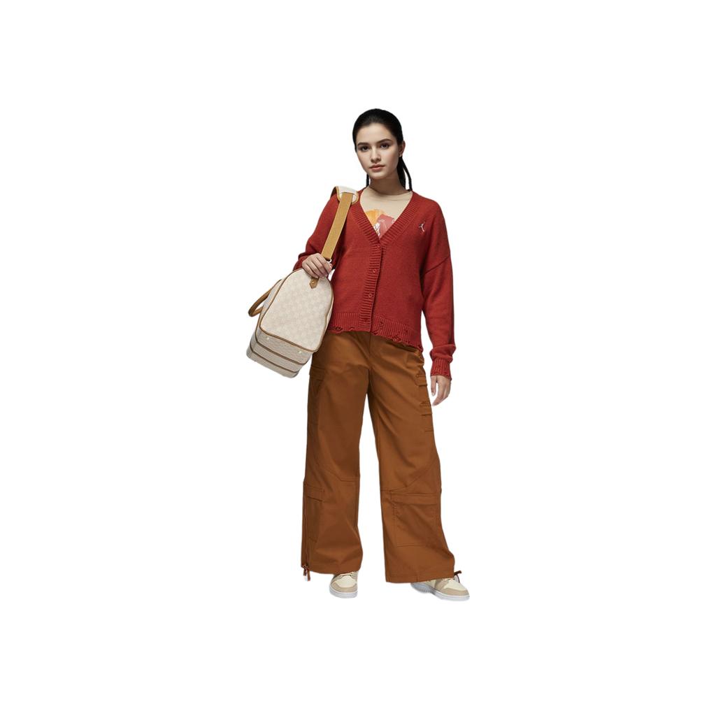 Jordan Ano do Dragão Série CNY Outono/Inverno 23 Cardigan Solto com Logo Liso Tops Femininos Vermelho FN5363-615