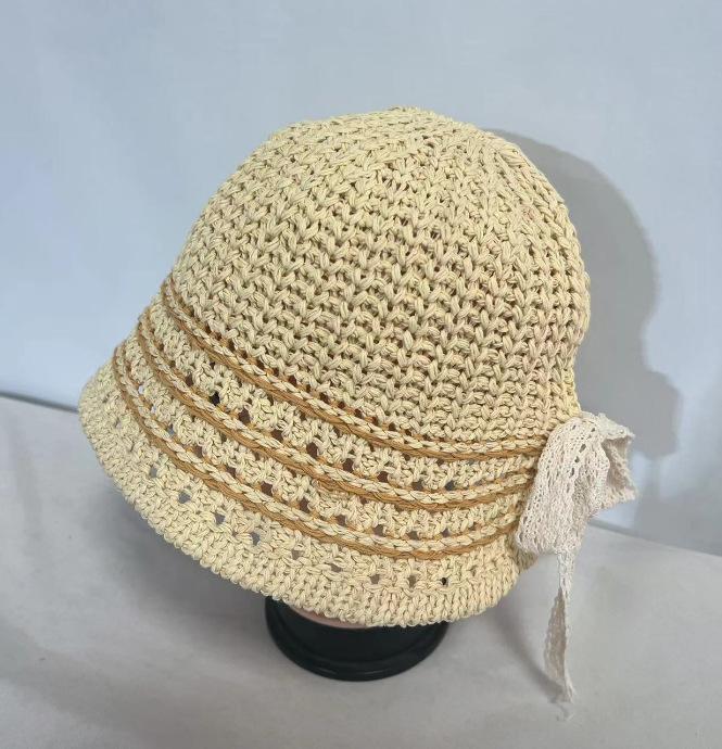 ins sunscreen straw hat women's summer travel shading breathable straw bucket hat outdoor seaside temperament basin hat