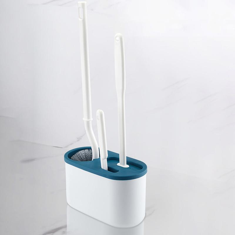 3in1 Toilet Brush Set With Silicone Bristles And Wall-mounted Holder Bathroom Brush Toilet Wand синий