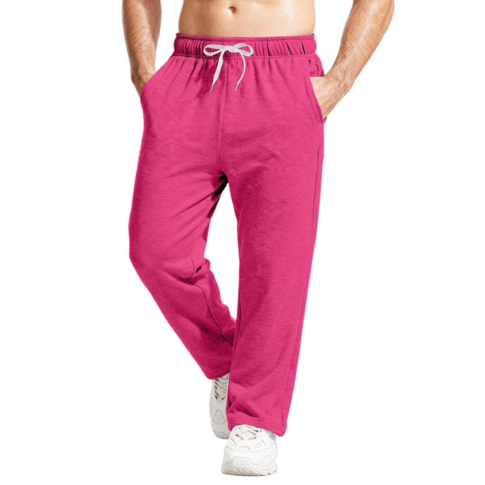 Herren Lässige Sweatpants mit entspannter Passform, Stretchbund und Kordelzug, Yogahose XXXL heißes rosa