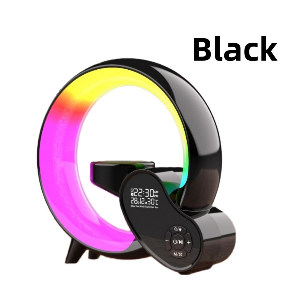 Smart Night Light For Kid Bedroom Bedside Wake Up Alarm Clock Atmosphere Light Multifuction Bluetooth Speaker Wireless Charger