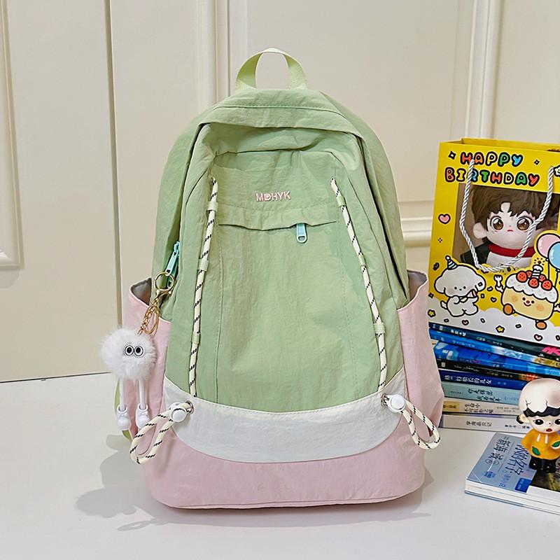 Backpack Fashionable Nylon With Color Contrast Design For School And Outings Use