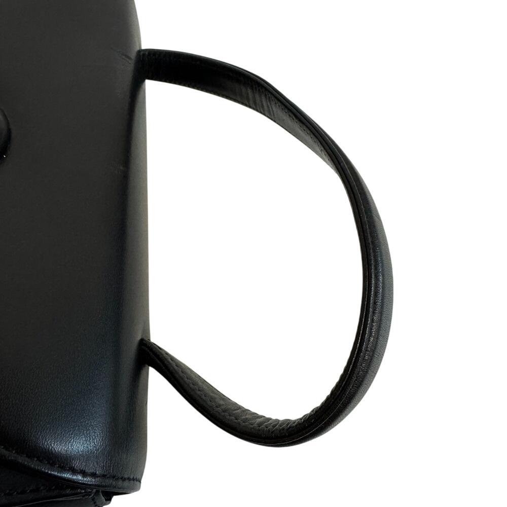 Givenchy Handbag with Logo Button and Top Handle Leather Handbag Black Leather Women Used