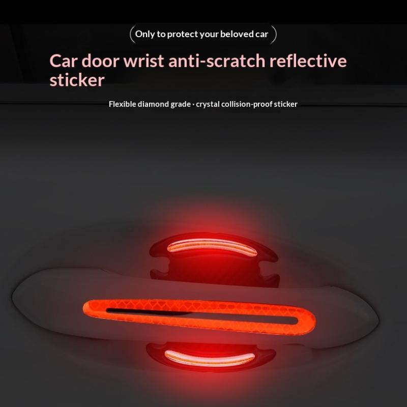 8Pcs Car Door Handle Sticker Protection Sticker Door Handle Paint Surface Anti-Scratch Sticker Car Safety Reflective Strip