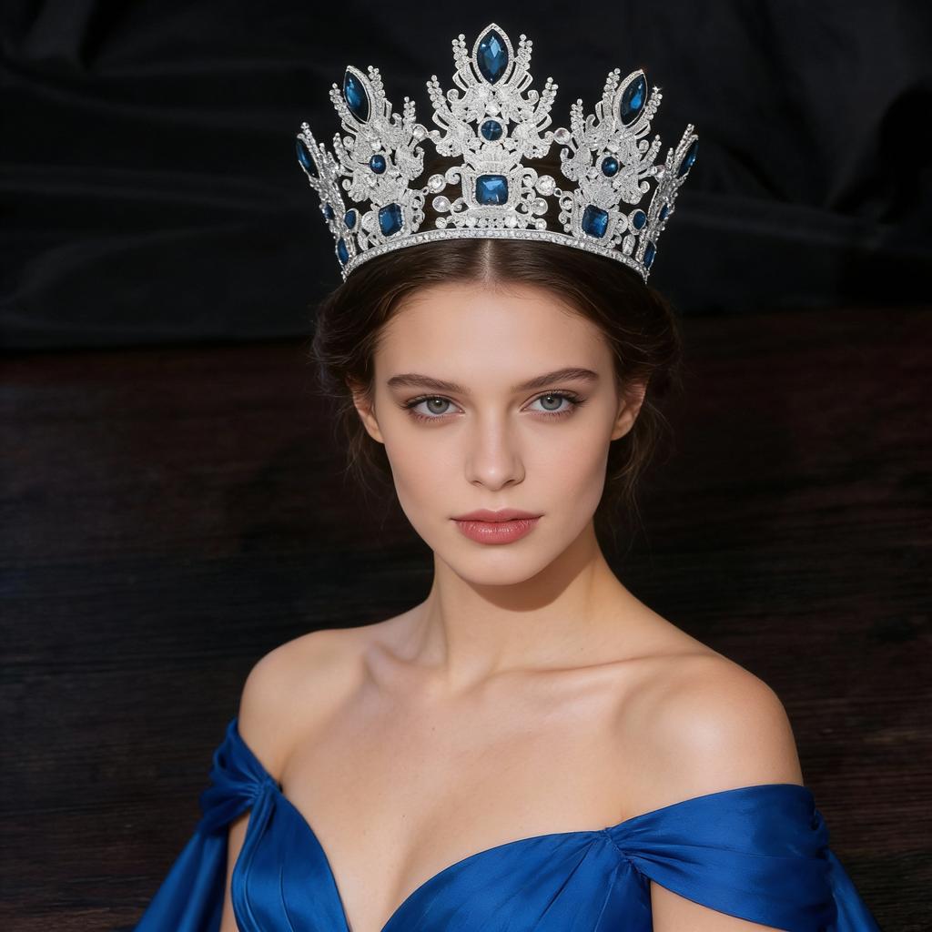 Baroque Crystal Crown Miss Universe Tiara Rhinestone Pageant Prom Crowns Bridal Wedding Hair Accessories Jewelry Crown Tiara