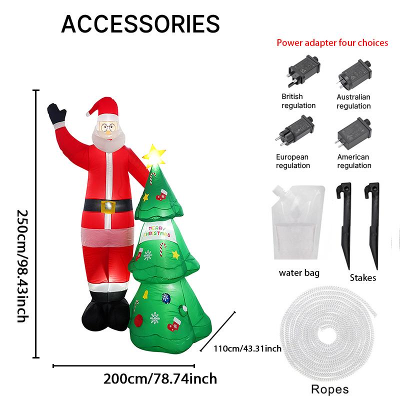 8.2FT Xmas Holiday Inflatable Yard Decor Santa Claus Christmas Tree Set LED Home Decor Ornament Festive Toy Gift Supplies Decor