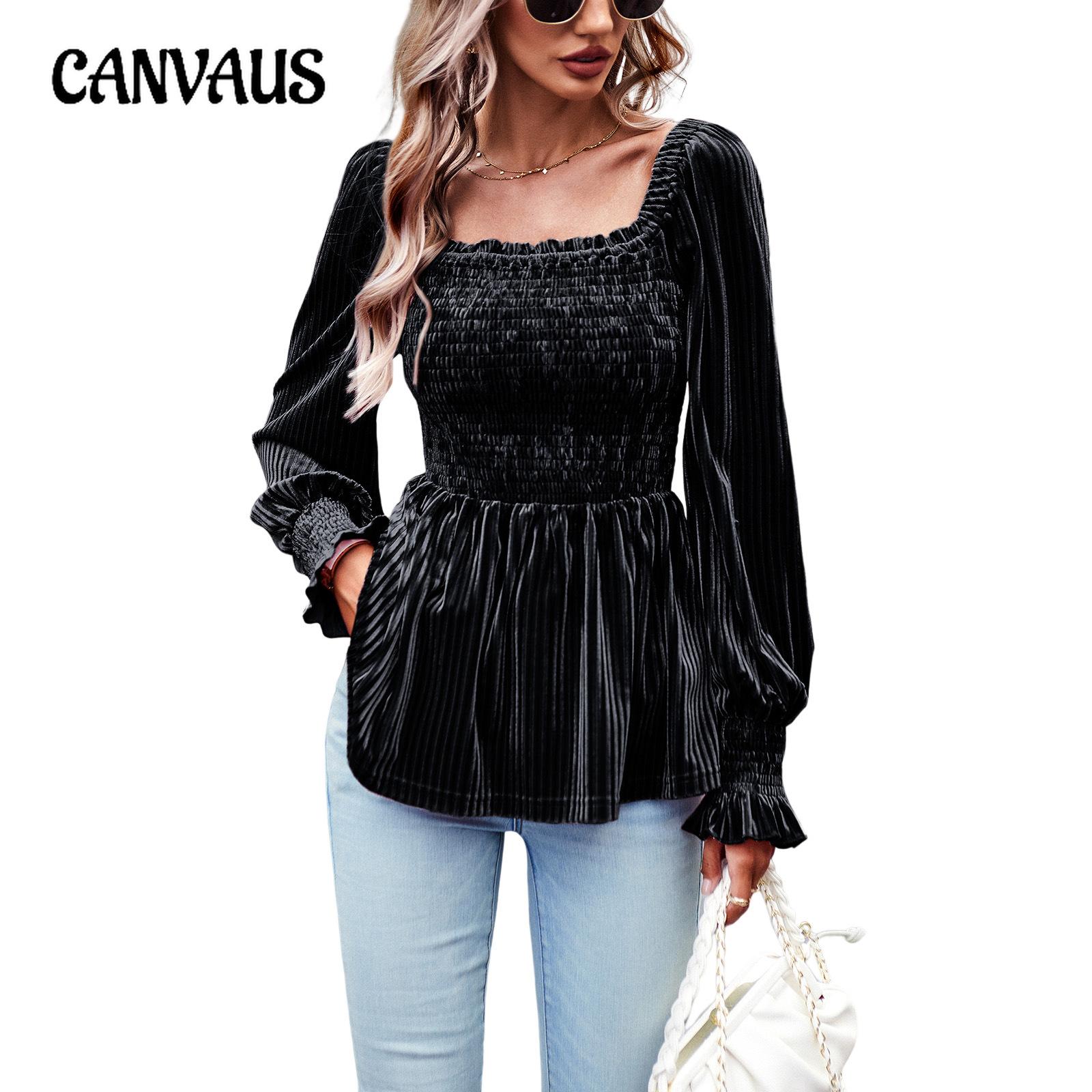 

Весенне-осенняя женская бархатная блузка с рукавом-фонариком, темпераментный топ с длинными рукавами