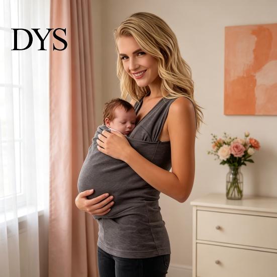 Stretchy Tank Top Baby Carrier Kangaroo for Mom, V Neck Infant Wrap Top, Breathable Sleeveless Shirt with Pocket Holding