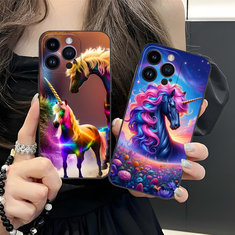 Fantasy Unicorn Mobile Phone Case for iPhone 17 16 15 14 13 12 11 X XR XS 8 7 Air Pro Max Plus Mini Colorful Cover Pretty Cover