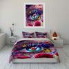3Pcs Magical Eye Bedding Set, Anime Style Eye with Rose and Butterflies Print Duvet Cover + 2 Pillowcases, Fantasy Decor