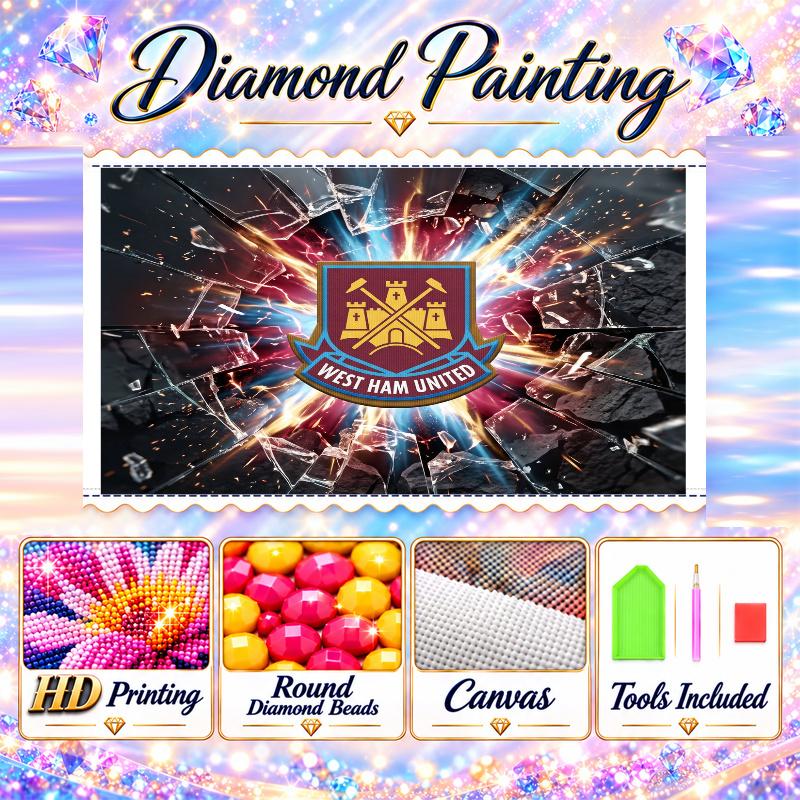 West Ham United Football Diamond Painting Kit 5D Full Drill DIY Diamond Mosaic Wall Art Home Decor