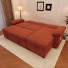 L-Shaped Corner Sofa with Pull-Out Sleep Function; Ottoman with Storage, Left/Right Reversible; Adjustable Backrest; Corduroy Fabric, Orange