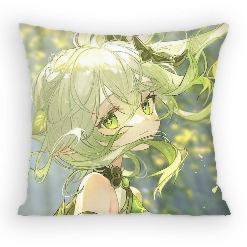 Lesser Lord Kusanali Nahida Pillow Case Antidustmite Pillowcase Invisible zipper silky short plush Sofa cushion cover
