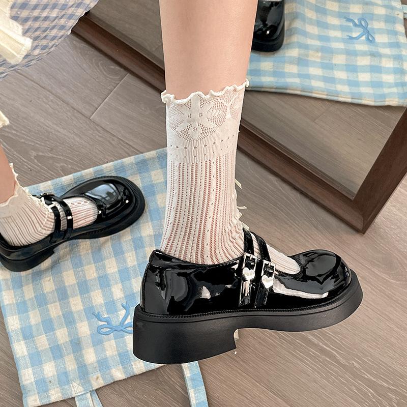 Fashion versatile black British style thick heel platform small leather shoes women's 2025 new spring and autumn French Mary Jane single shoes