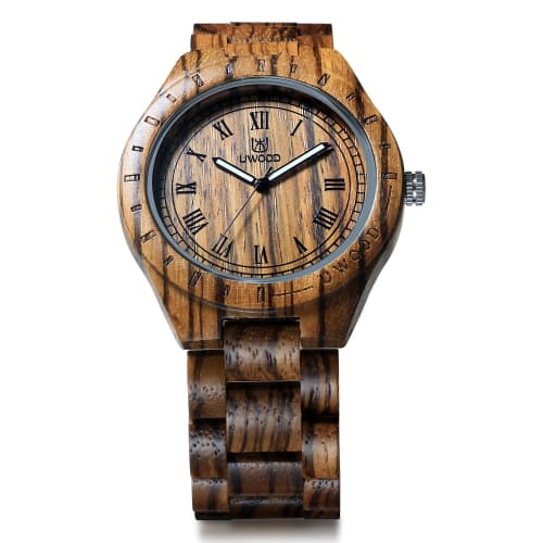 UWOOD Luxury Zebra Sandalwood Men's Quartz Watch, Fashionable Natural Wood