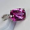 21 Ct Pink Ruby Natural Cushion Gemstone Pendant 925 Sterling Silver