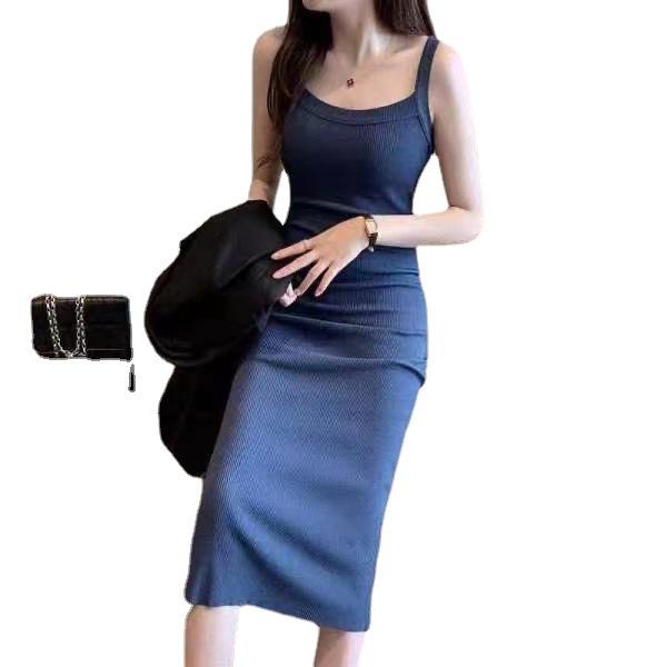 Slimming Knitted Bodycon Sling Dress - 2023 Spring/Summer/Autumn Collection