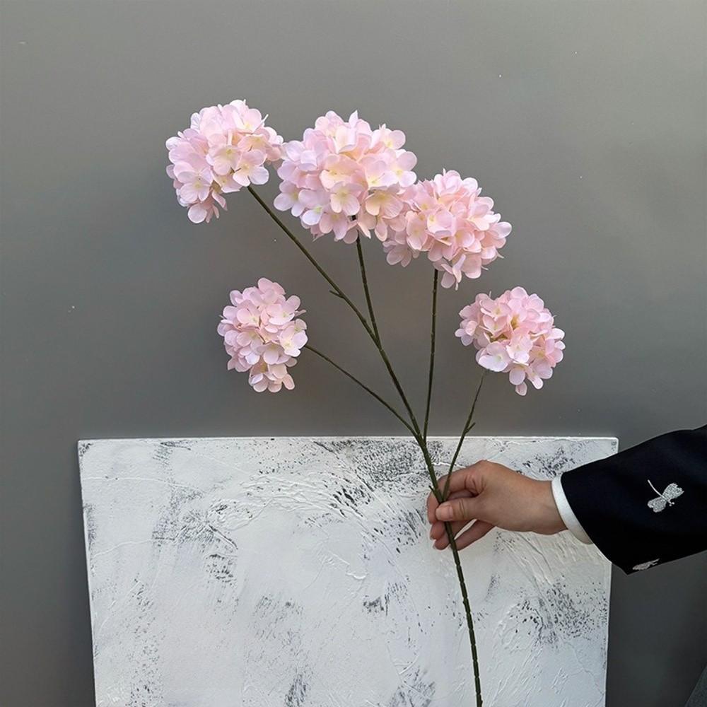 

5 Heads Artificial Hydrangea Flowers Snowball Viburnum Fake Floral Props Wedding Decoration розовый